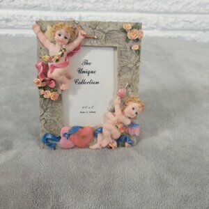 Unique Collection Cherubs Angels Picture Photo Frame Alabaster 3.5 x 5 S71E